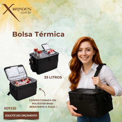 Bolsa térmica confeccionada em poliéster 840D capacidade de até 33 litros X09150