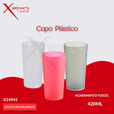 Copo Plástico de 420ml com Acabamento Fosco X14941 