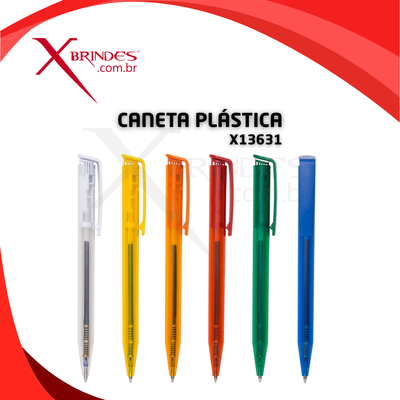 Conheça o Brinde Caneta Plástica Corpo Translucido Acionamento por clique X13631