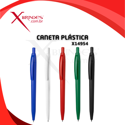 Conheça o Brinde Caneta Plástica Leve e Moderna Carga Azul e acionamento Por Clique X14954