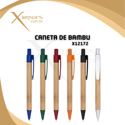 Caneta corpo em Bambu esferográfica azul e acionamento por clique X12172