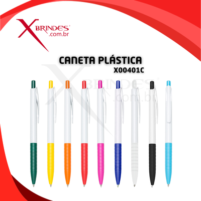 Conheça o Brinde CANETA PLÁSTICA LEVE COM CARGA AZUL E ACIONAMENTO POR CLIQUE X00401C