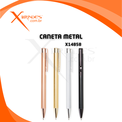 Conheça o Brinde Caneta Corpo de Metal com Carga esferográfica azul 1.0mm e Acionamento por Clique X14858