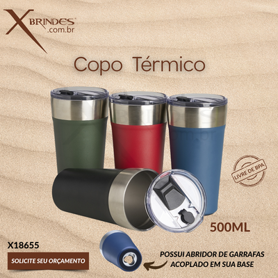 Copo Térmico 500 ML Feito em Inox com canudo X18655 
