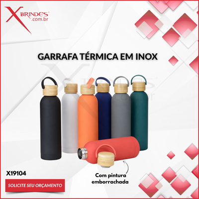 Garrafa Térmica em Inox com Pintura Emborrachada X19104
