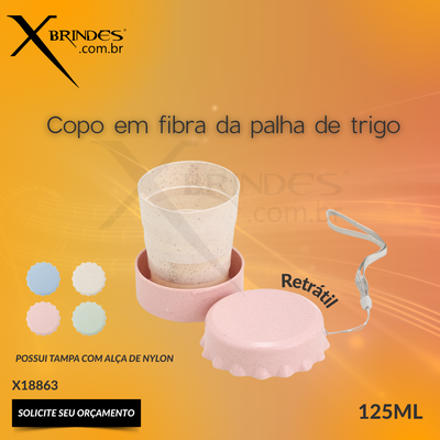 Copo Retrátil 125ML em Fibra da Palha de Trigo X18863