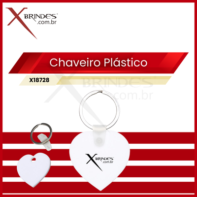 Chaveiro Plástico acrílico em formato de coração X18728