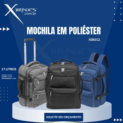 Conheça o Brinde Mochila Em Poliéster Impermeável Com Alça Retratil X08312