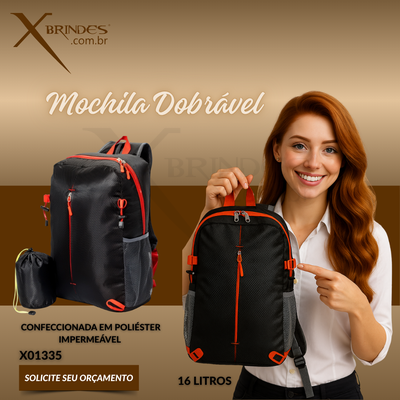 Mochila dobrável confeccionada em poliéster impermeável X01335