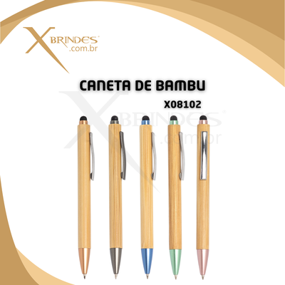 Caneta corpo em Bambu e com Ponteira Touch X08102 