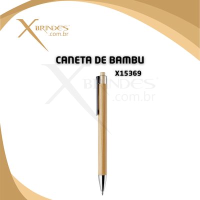 Caneta feita em bambu com acionamento por clique X15369