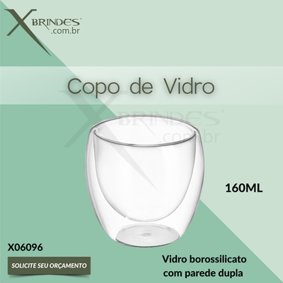 Copo de vidro 160ML borossilicato parede dupla X06096