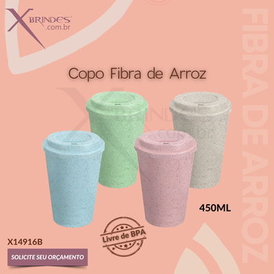 Copo fibra de arroz com capacidade de 450ml livre de BPA X14916B