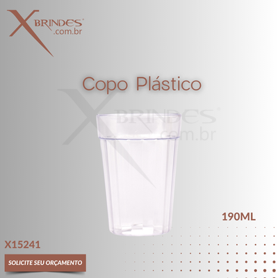 Copo em Plástico PS cristal transparente com capacidade máxima de 190ml X15241