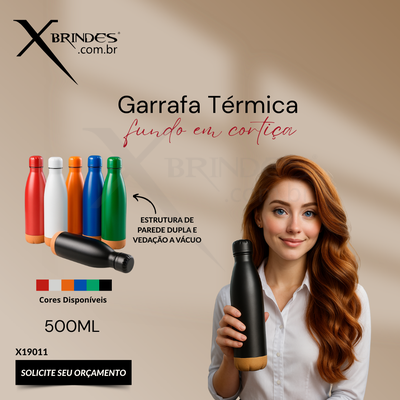 Garrafa Térmica em Inox com Fundo de Cortiça X19011