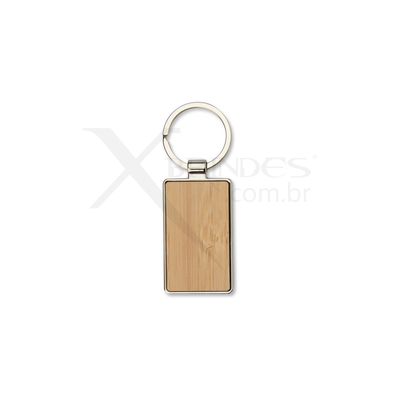 Chaveiro retangular com detalhe frontal em bambu X02481