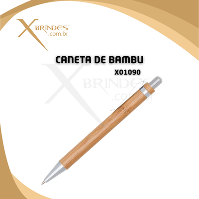 Caneta corpo em Bambu Natural com Clipe metálico X01090