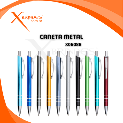 Conheça o Brinde Caneta Corpo em Metal Carga Esferográfica Azul X06088 