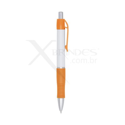 Conheça o Brinde Caneta Plástica Personalizada com detalhes coloridos e possui clip plástico colorido X3011C