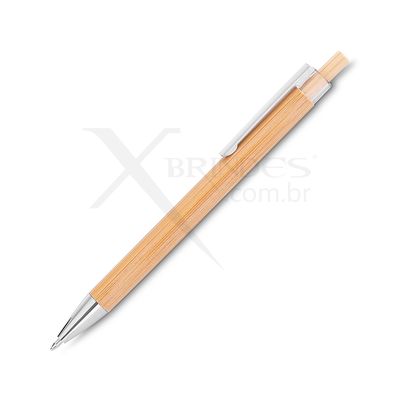 Caneta feita em bambu com acionamento por clique X15369