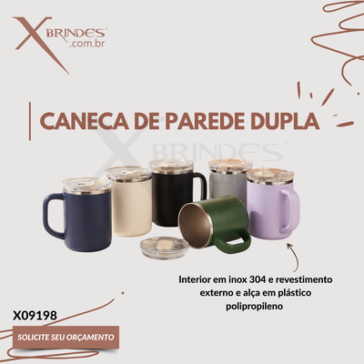 Caneca de parede dupla, com interior em inox 304 X09198