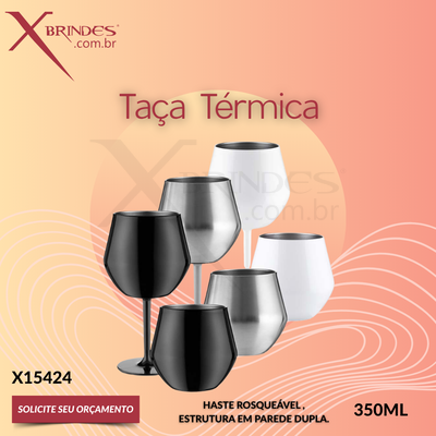 Conheça o Brinde Taça Térmica em Inox de 350ml com estrutura em parede dupla  X15424