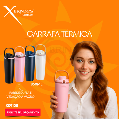 Garrafa térmica em inox com capacidade para até 850ml X09105