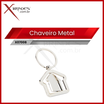 Chaveiro metálico giratório feito em formato de Casa X07008