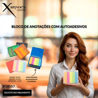Bloco de Anotações Plástico com Auto Adesivos X18557