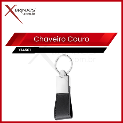 Chaveiro em Couro Sintético com detalhe de Metal Brilhante X14501