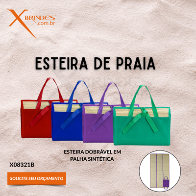 Conheça o Brinde Esteira dobrável em palha sintética com bordas costuradas em nylon X08321B