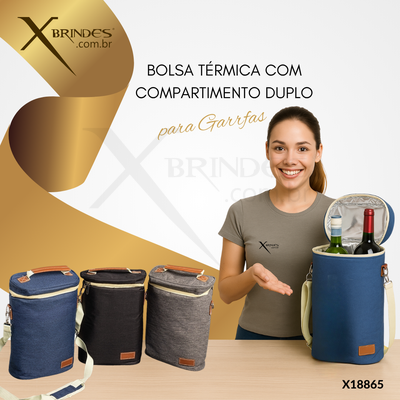 Conheça o Brinde Bolsa Térmica compartimento Duplo para Garrafas X18865 