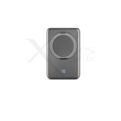 Conheça o Brinde Bateria portátil magnética em ABS 100% reciclado com suporte, carregador wireless super-rápido 15W X