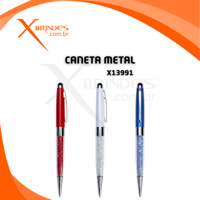 Conheça o Brinde Caneta corpo de Metal com Ponteira Touch com detalhe tipo Cristal X13991
