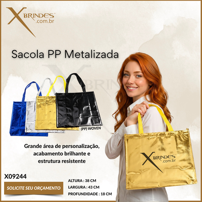 Sacola confeccionada em (PP) woven Metalizado X09244