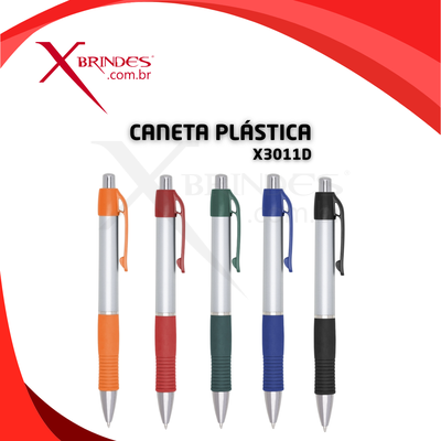 Conheça o Brinde CANETA PLÁSTICA COM GRIP EMBORRACHADO E ACIONAMENTO POR CLIQUE X03011D