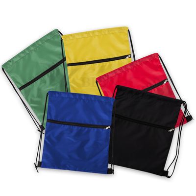 Mochila Saco Em Nylon Com Bolso De Ziper