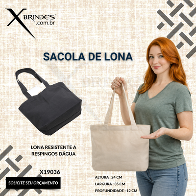 Sacola confeccionada em lona resistente a respingos dágua X19036