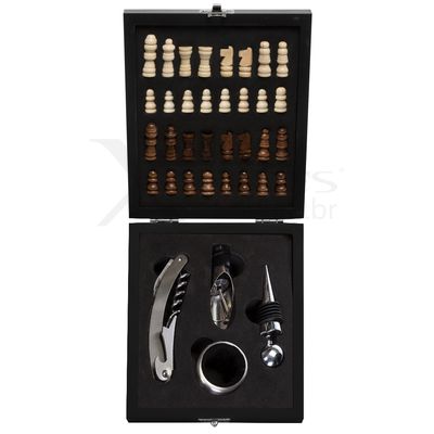 Conheça o Brinde Kit Vinho Xadrez 4 Peças