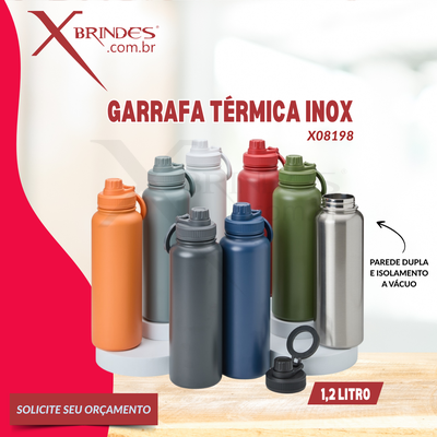 Conheça o Brinde GARRAFA TÉRMICA INOX COM PAREDE DUPLA DE 1,2L X08198 