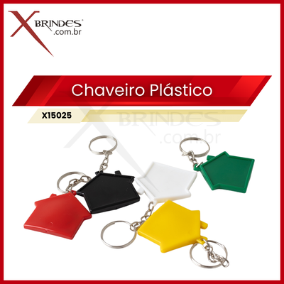 Chaveiro plástico Personalizável em formato de casa X15025