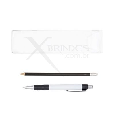 Conheça o Brinde Kit Escolar - Estojo, Caneta E Lápis Com Borracha