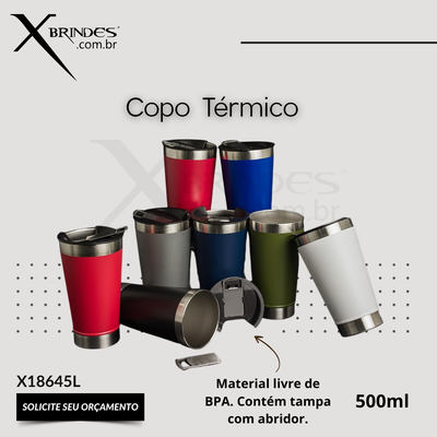Copo Térmico de Inox 500 ML com acabamento liso X18645L