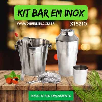 Kit Bar com utensílios essenciais em inox possui um design moderno X15210
