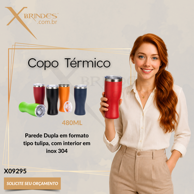 Copo Térmico de 480Ml em formato tipo tulipa X09295