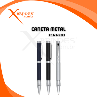 Conheça o Brinde Caneta Corpo De Metal Brilhante Com Acionamento Por Rotação X163K03