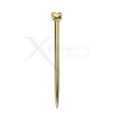 Conheça o Brinde Caneta corpo de Metal com detalhe em formato de coração na ponta superior X14553 
