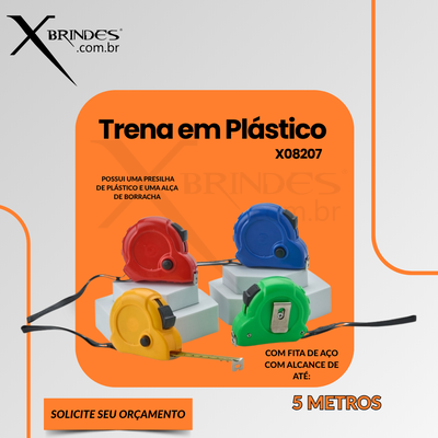 Conheça o Brinde TRENA DE PLÁSTICO COM FITA DE AÇO DE 5 METROS X08207 