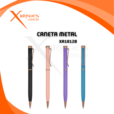 Conheça o Brinde Caneta Corpo De Metal Escrita Azul 1.0 Mm E Acionamento Por Rotação Xa1812B