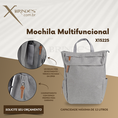 Conheça o Brinde MOCHILA MULTIFUNCIONAL EM POLIÉSTER COM CAPACIDADE DE 12 LITROS X15225